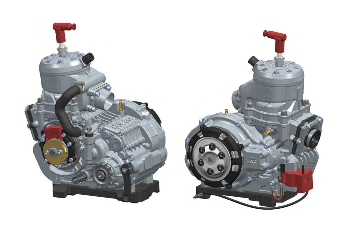 LKE REV1 KZ kart engine seen from two sides