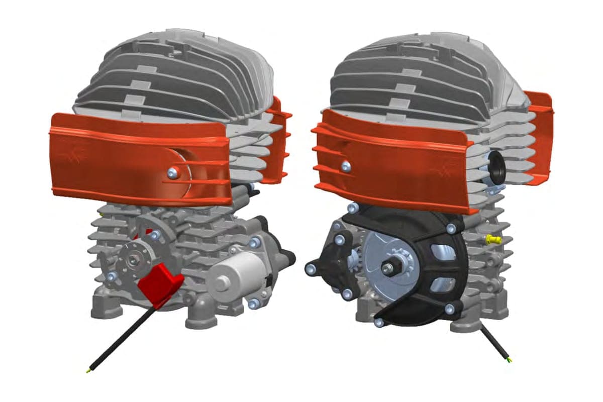LKE REV1 MINI 60 cc kart engine seen from two sides